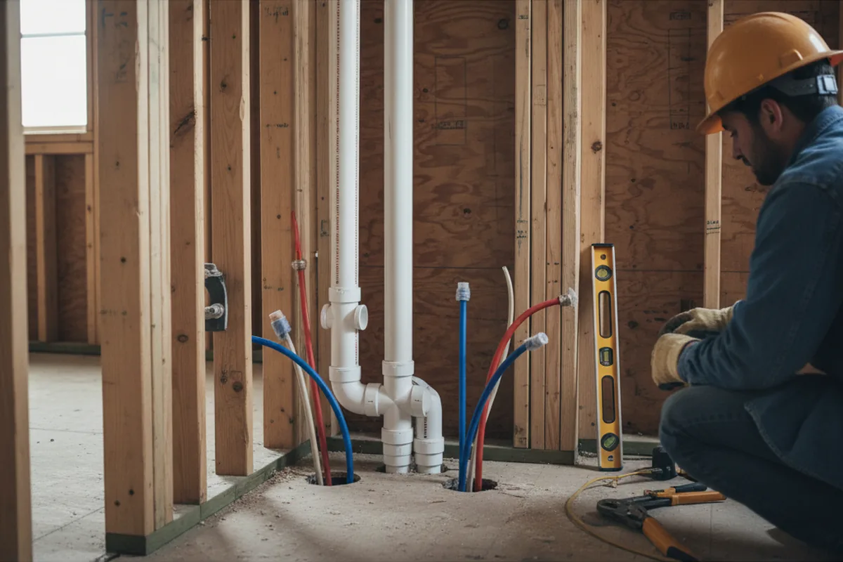 Drain and supply rough-in during Drain Cleaning in Champion